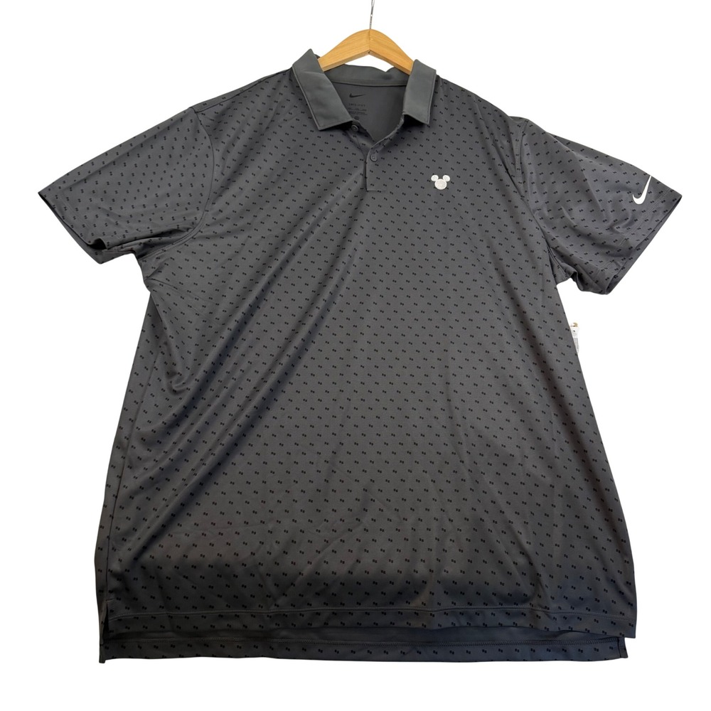 Nike Golf Disney Mickey Mouse Dri-FIT Polo Shirt Gray XXL New